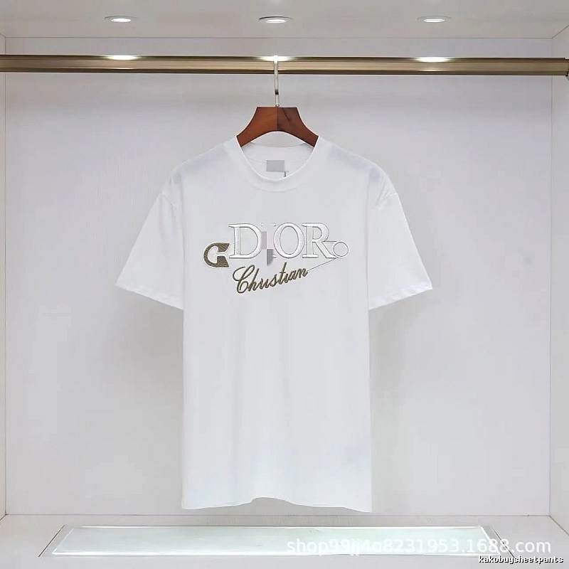 Dior Embroidered Light Luxury Style White Short-sleeve T-shirt
