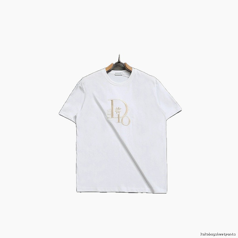 Dior Embroidered Light Luxury Style White T-Shirt