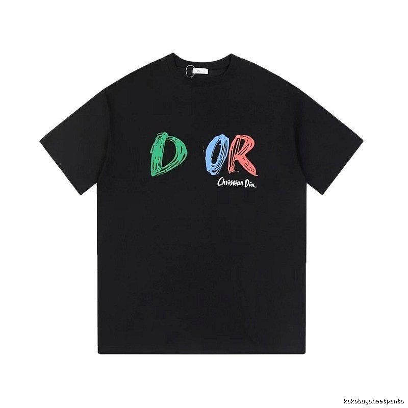 Dior Graffiti Collection Edgy Trendy Style Black Short-sleeve T-shirt