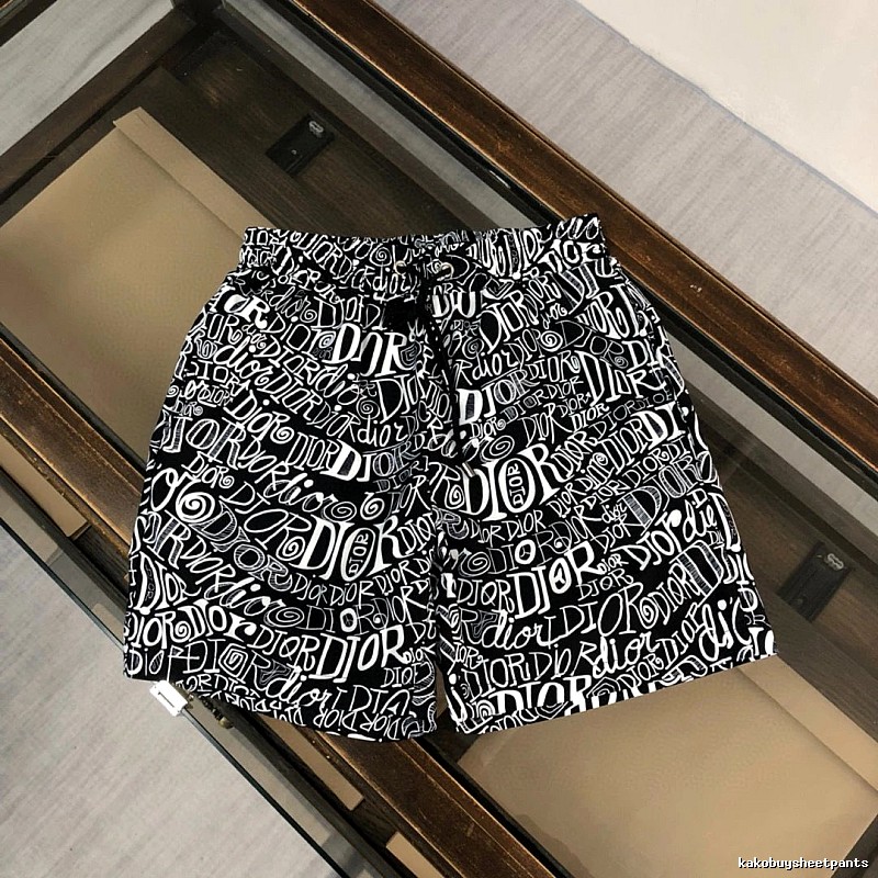 Dior Graffiti Collection Trendy Cool Style Black and White Shorts
