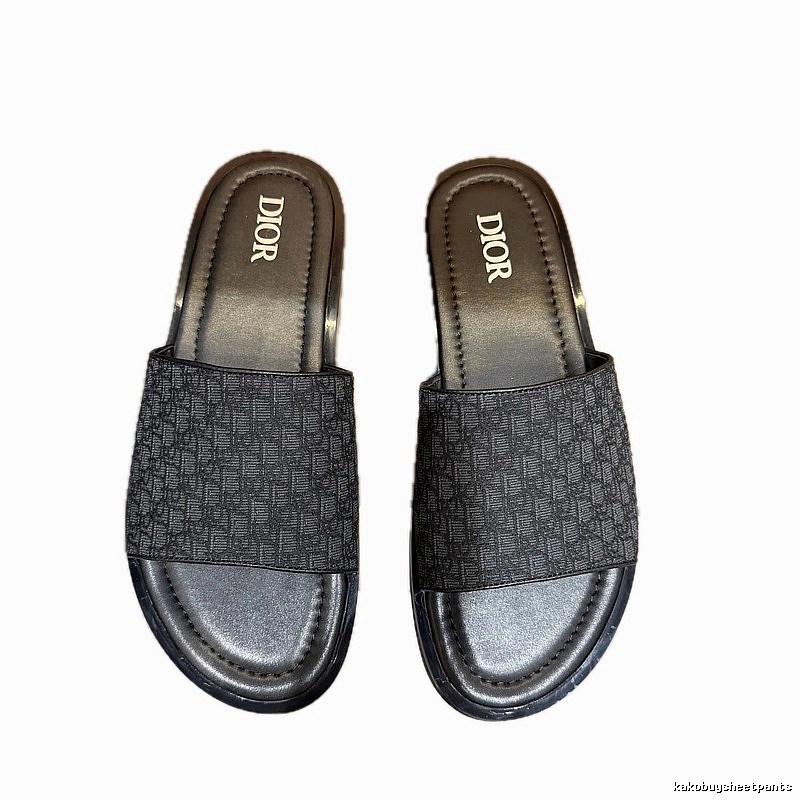 Dior Monogram Light Luxury Style Black Slides