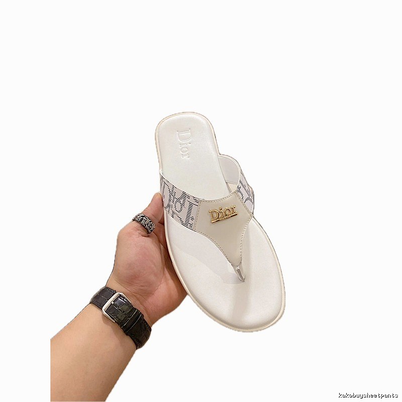 Dior Monogram Light Luxury Style White Flip-Flops