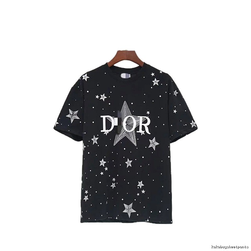 Dior Trendy Cool All-over Star Print Black T-Shirt