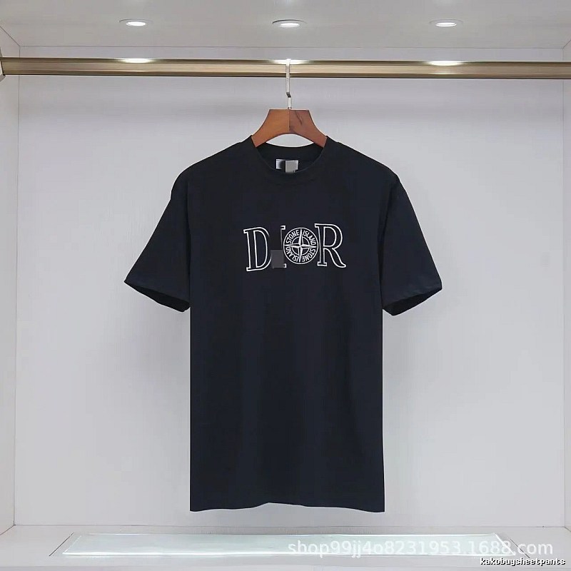 Dior x Stone Island Co-branded Casual Black Short-sleeve T-shirt