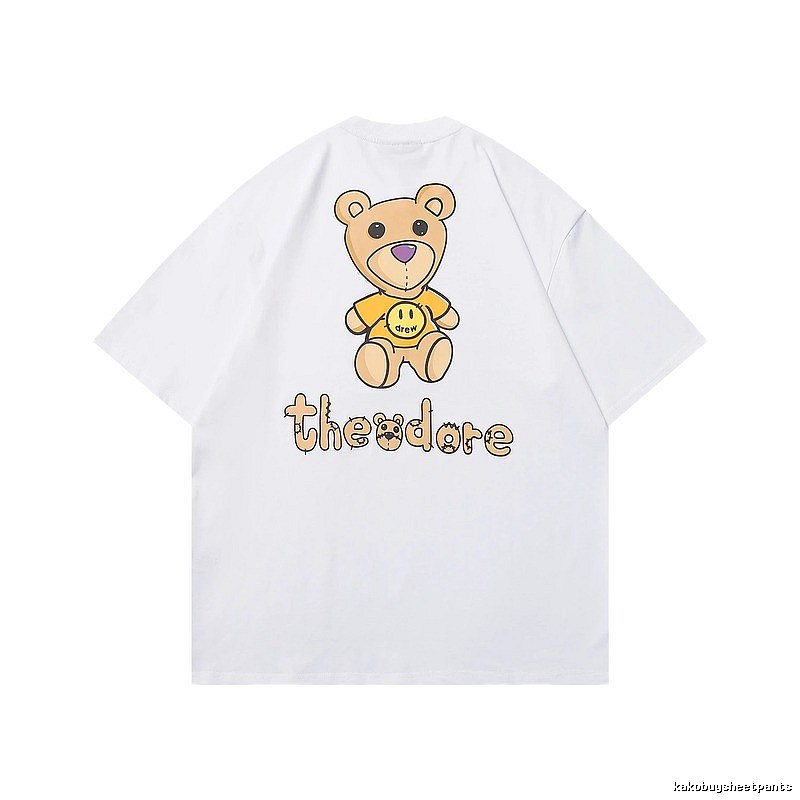 DREW Bear Print Street Style White T-shirt