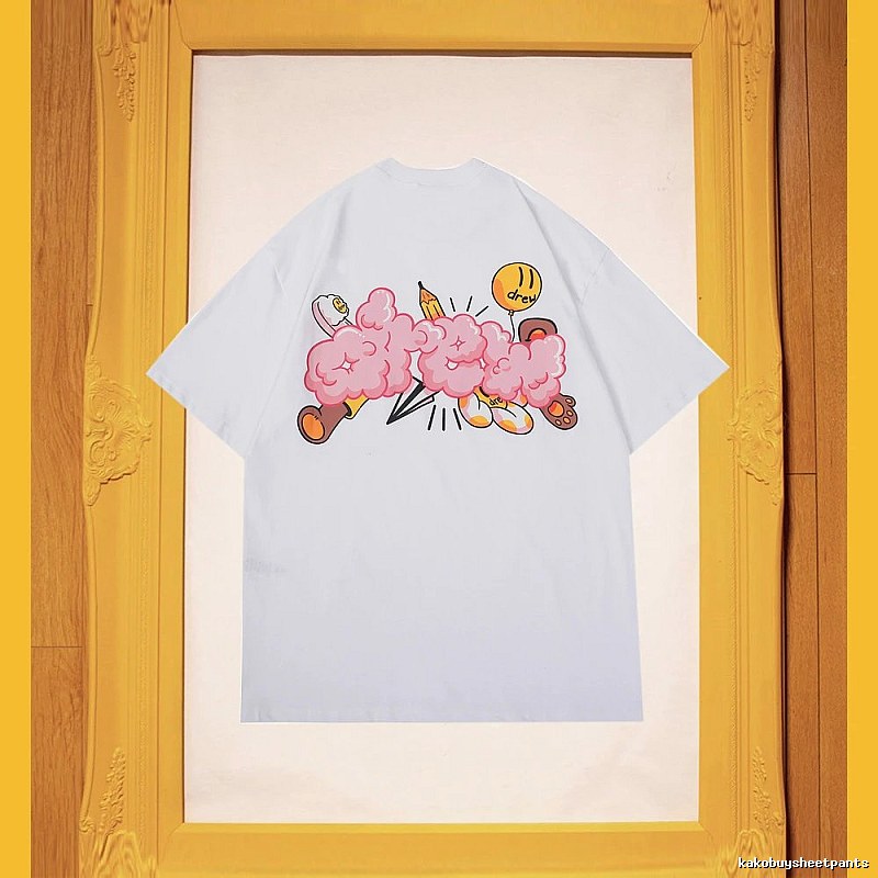 DREW Cloud Print Street Style White Short-sleeve T-shirt