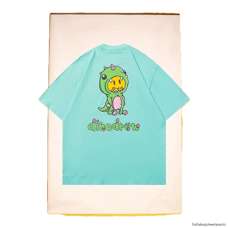 DREW Dinosaur Series Streetwear Style Light Blue Short Sleeve T-Shirt