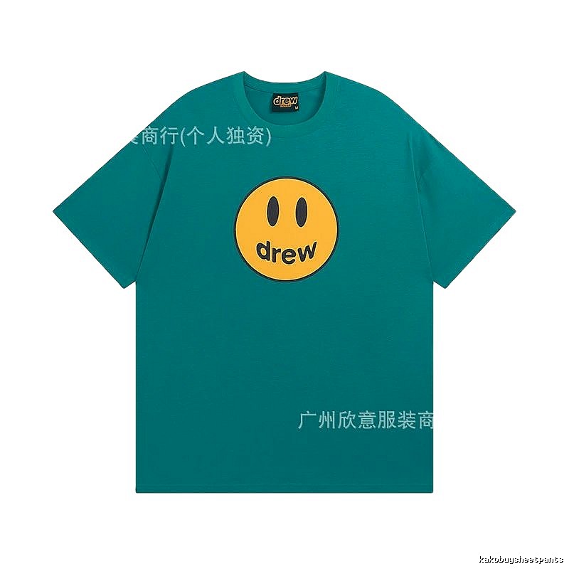 DREW Smiley Face Casual Style Lake Green Short Sleeve T-shirt
