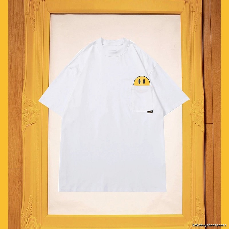 DREW Smiley Face Pocket Street Style White T-Shirt