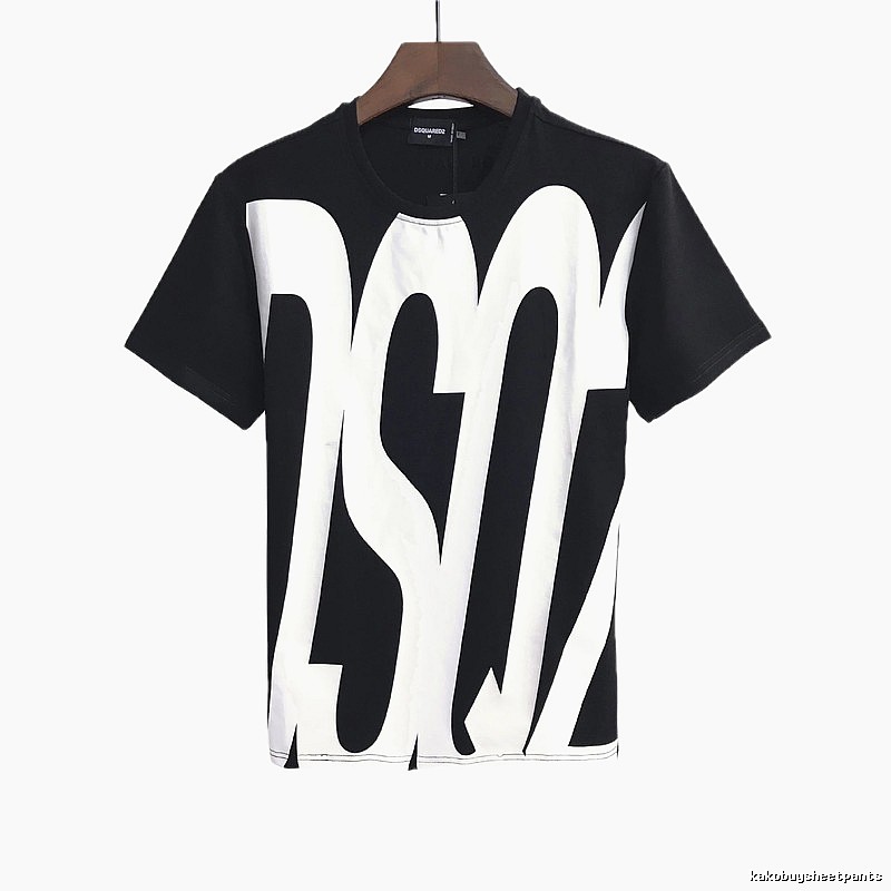 DSQ Large Letter Street Style Black and White Short Sleeve T-Shirt