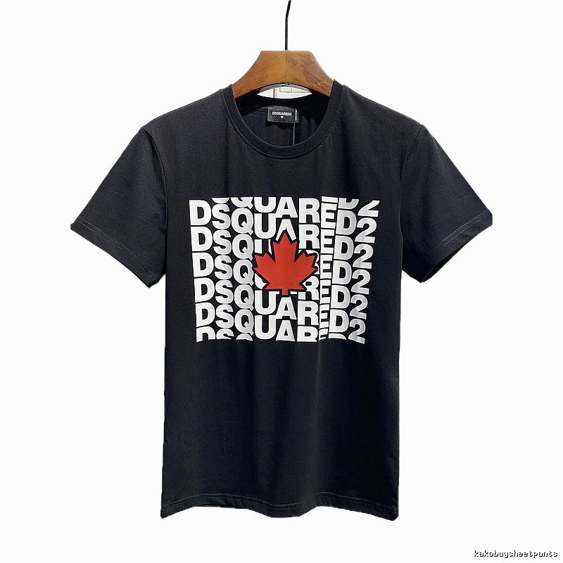 DSQ2 Maple Leaf Print Street Style Black T-Shirt
