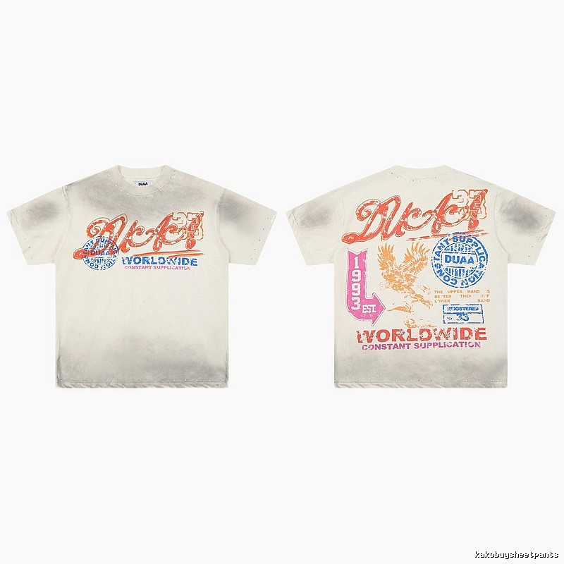 DUAA Falcon Print Vintage Style Off-White T-shirt