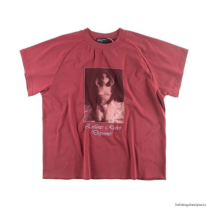 ERD Portrait Print Vintage Style Burgundy T-shirt