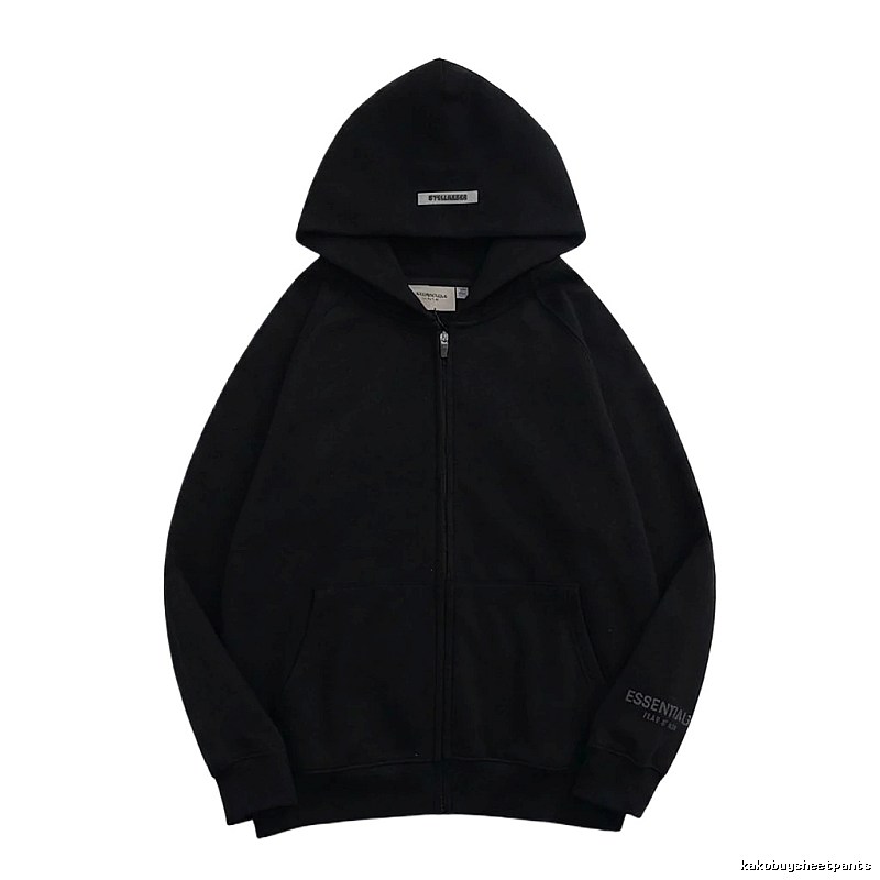 ESSENTIALS minimalist style black hoodie