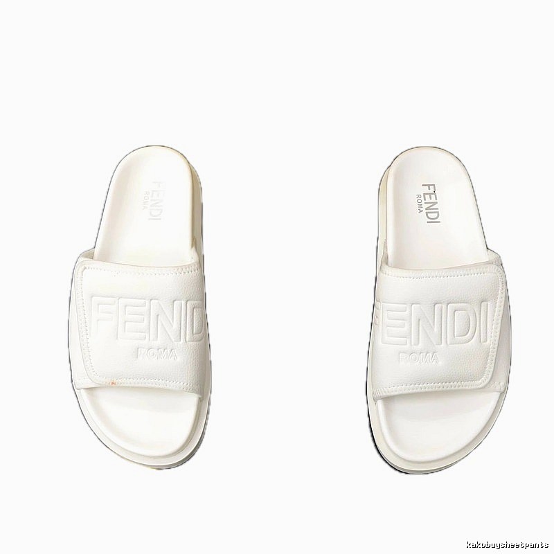FENDI ROMA Collection Minimalist Style White Slide Sandals