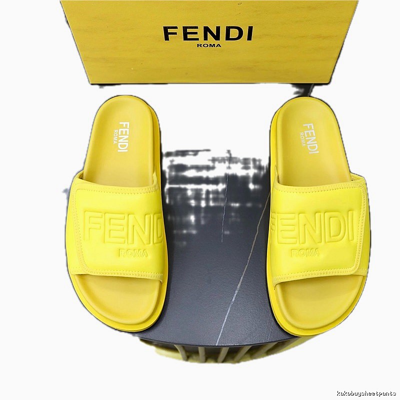 Fendi Roma Minimalist Lemon Yellow Slides