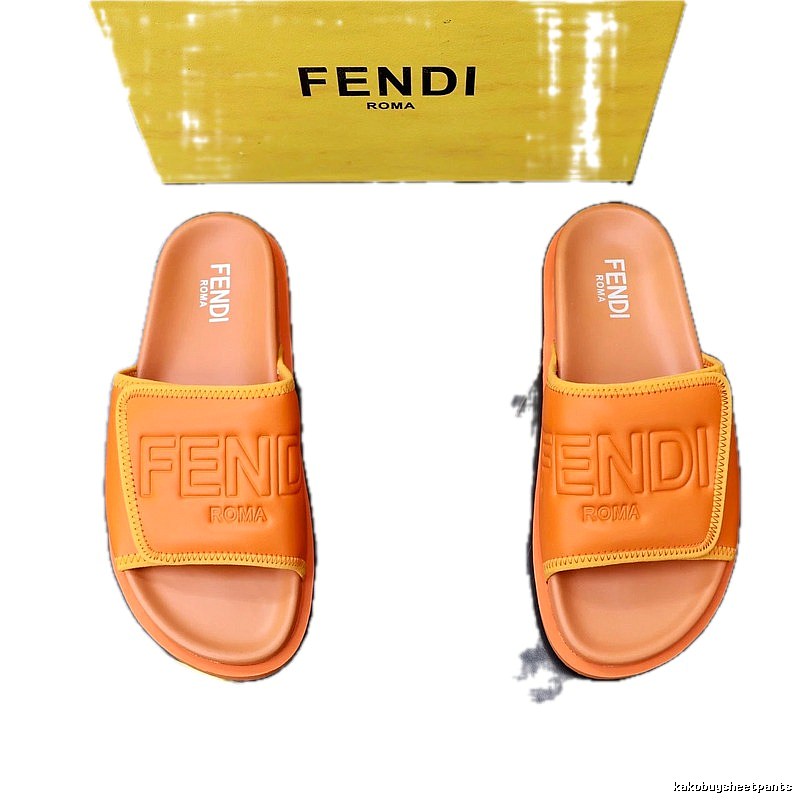 Fendi Roma Minimalist Style Orange Slide Sandals