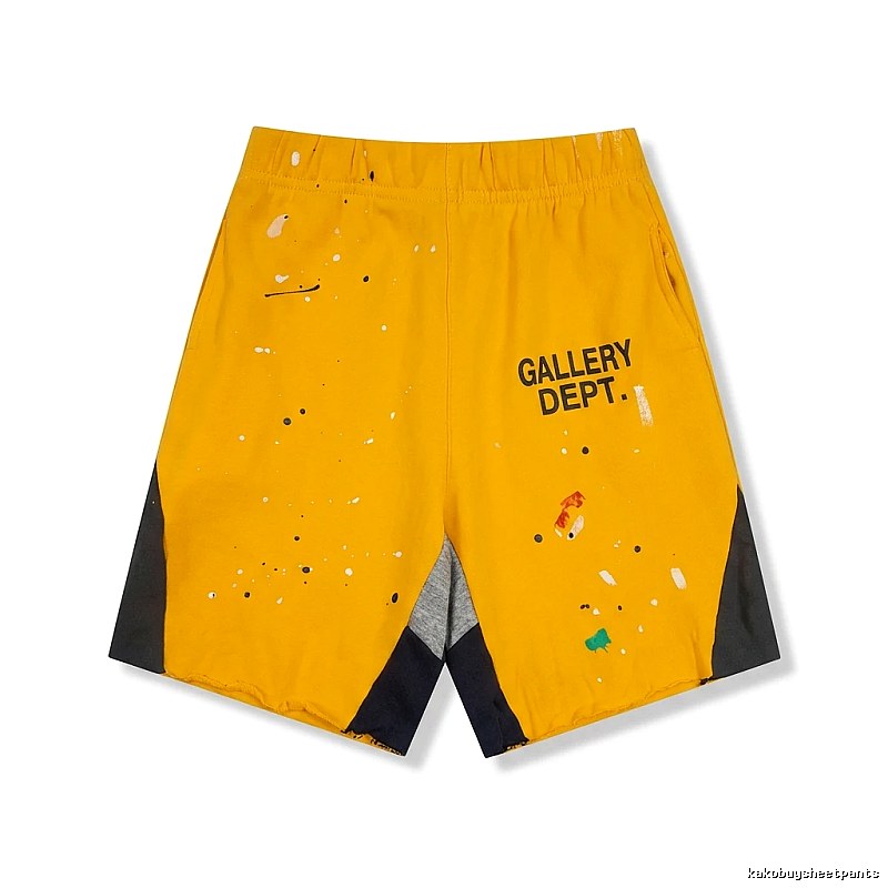 Gallery Dept splashed ink style yellow shorts