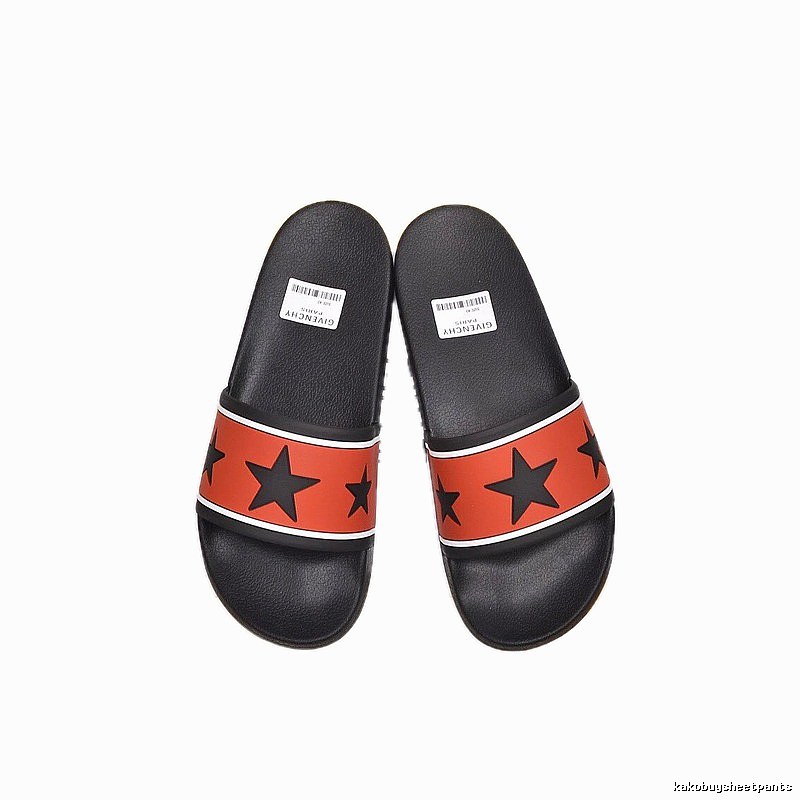 Givenchy Trendy Star Print Orange and Black Slide Sandals