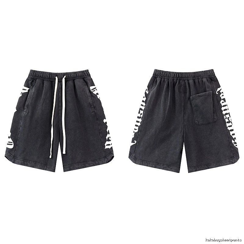Godspeed Gothic Print Street Style Charcoal Black Shorts