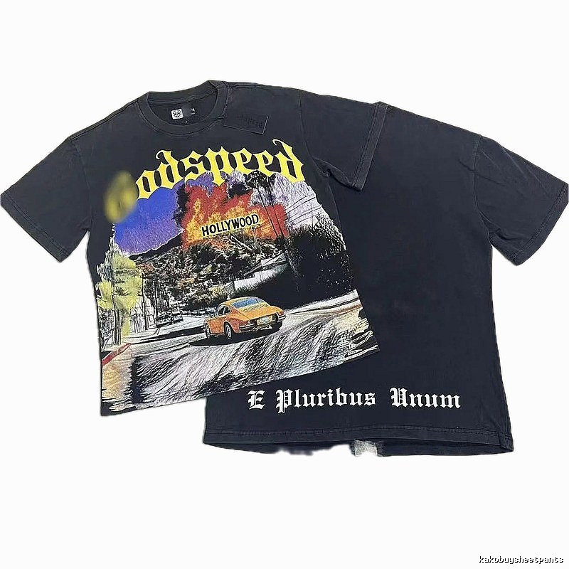 Godspeed Hollywood Print Vintage Black T-Shirt