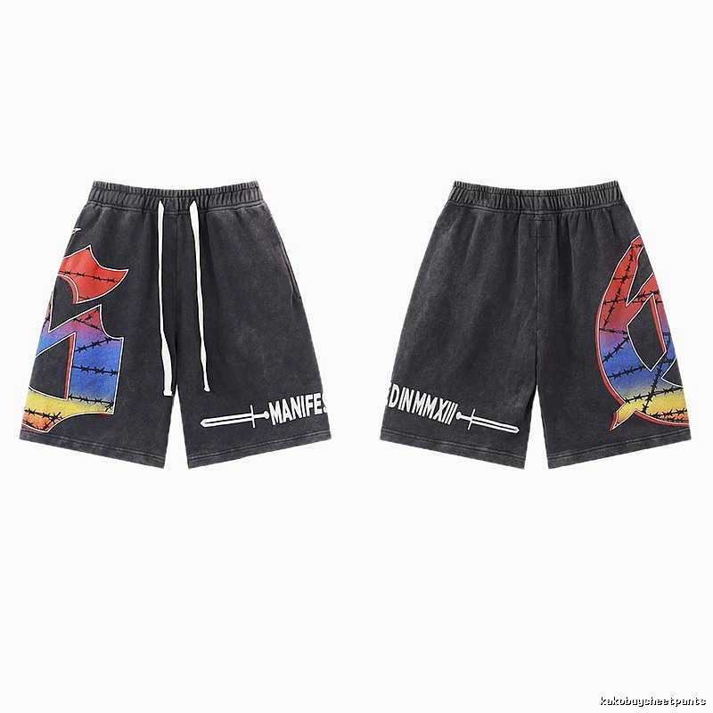 Godspeed Printed Street Style Distressed Black Shorts