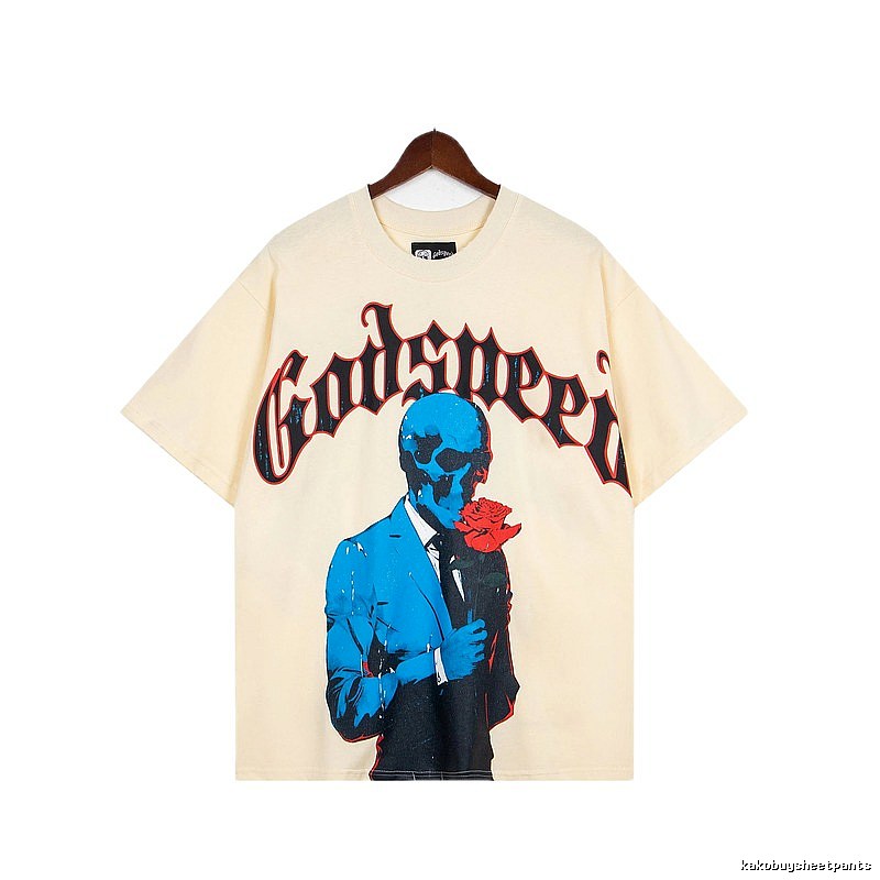 Godspeed Skull Print Street Style Beige T-shirt