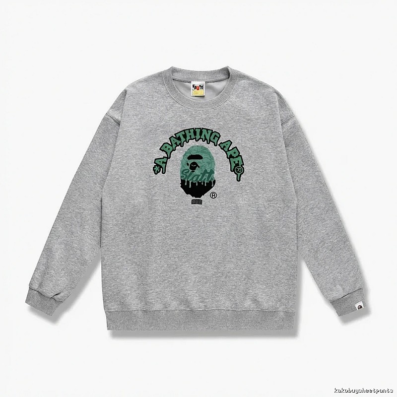 Grey hoodie with Bape Ape Head logo