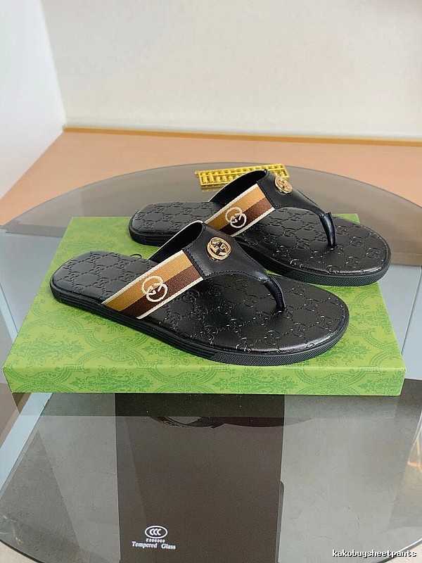 Gucci Double G Series Light Luxury Style Black Flip Flops