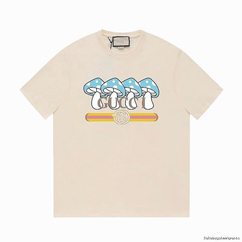 Gucci Mushroom Print Casual Style Off-white T-shirt
