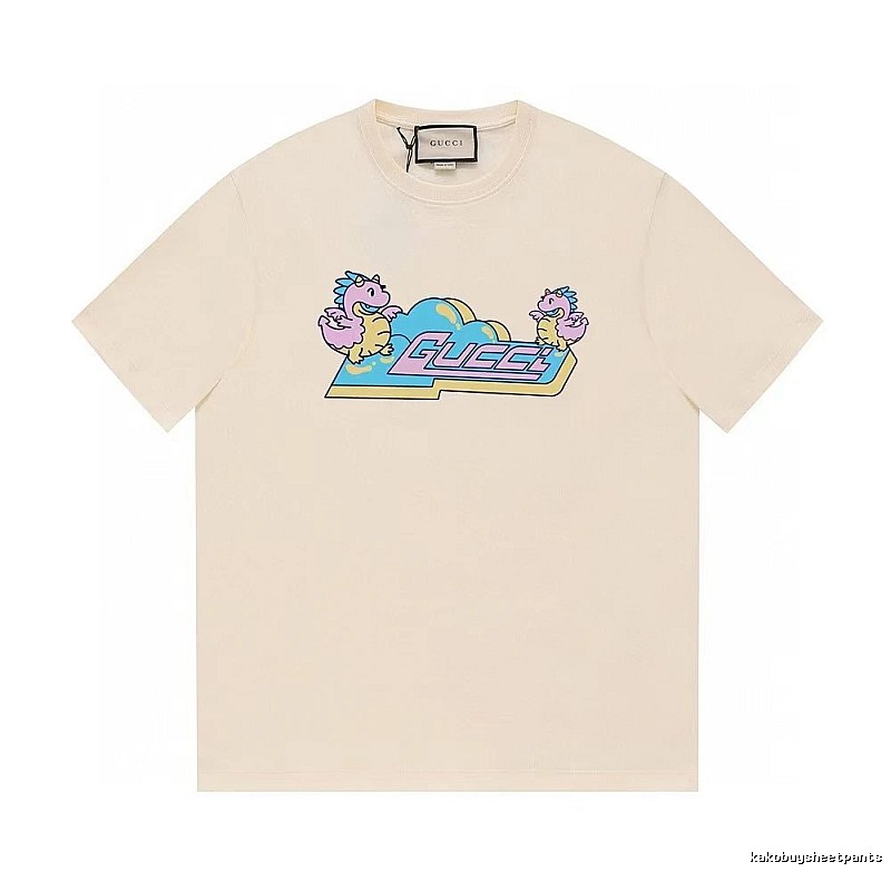 Gucci Year of the Dragon Collection Cartoon Style Off-white Short Sleeve T-shirt