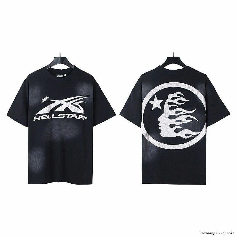 Hellstar Flame Print Street Style Black T-Shirt