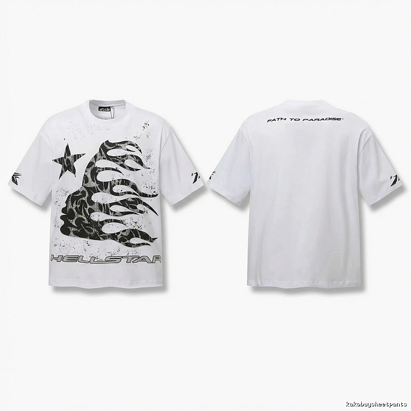 Hellstar Flame Print Style White T-shirt
