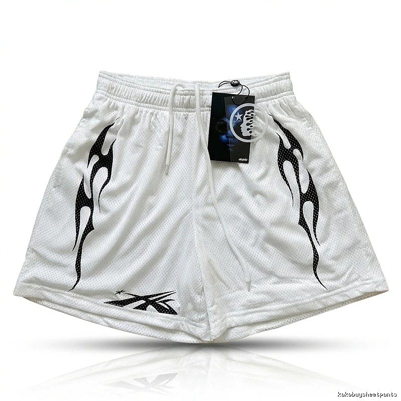 Hellstar Flame Trend Brand White Shorts