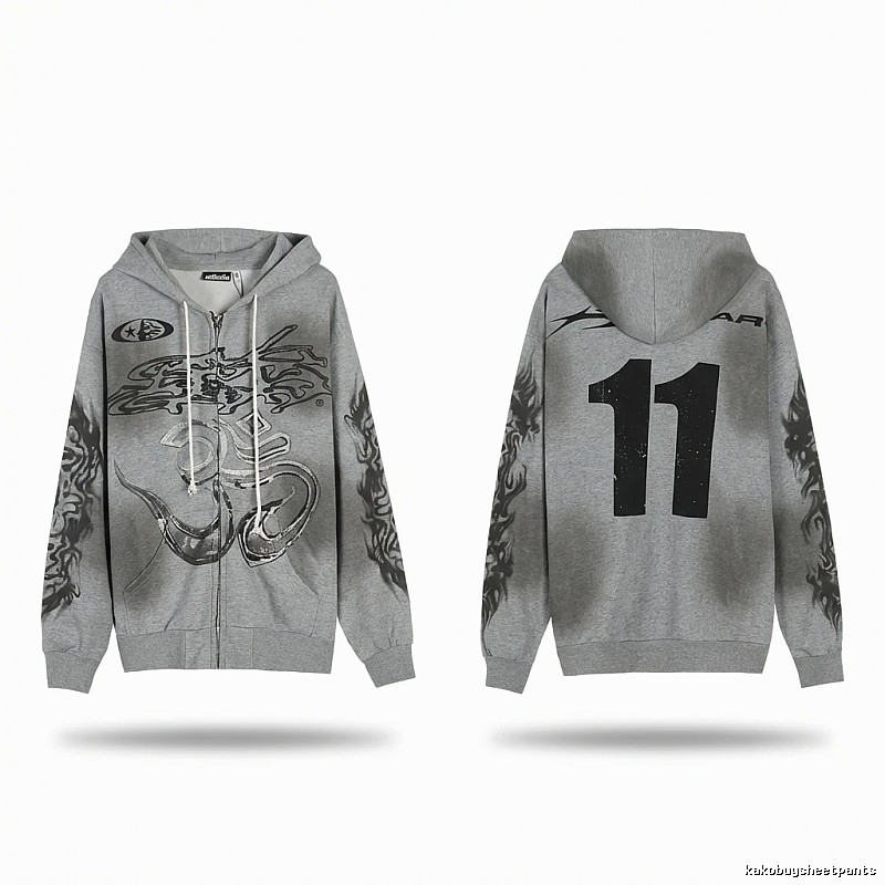 Hellstar Flame Wind Gray Sweatshirt