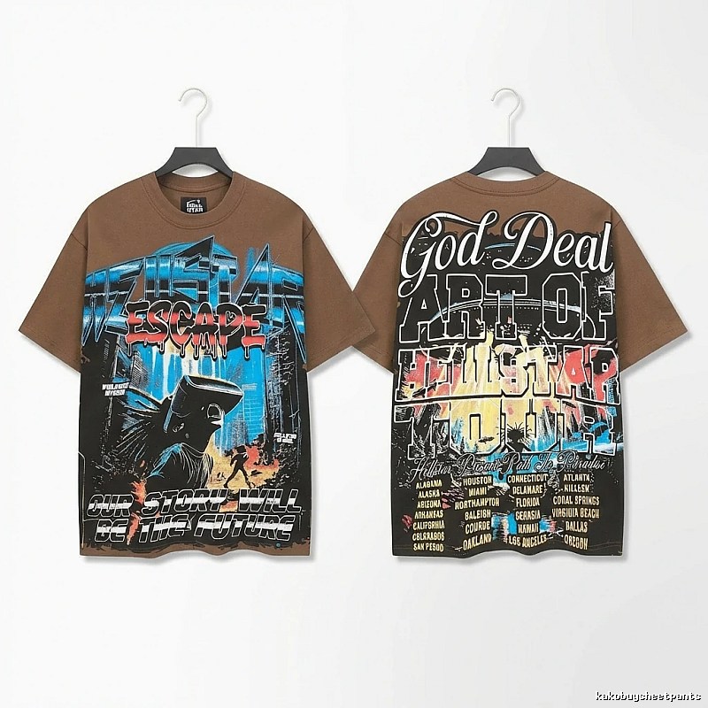 Hellstar Graffiti Style Brown T-shirt