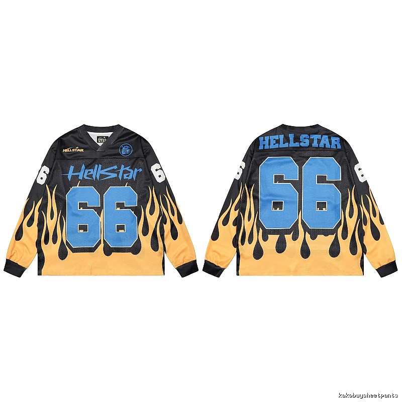 Hellstar No.66 Flame Street Style Black and Yellow Jersey
