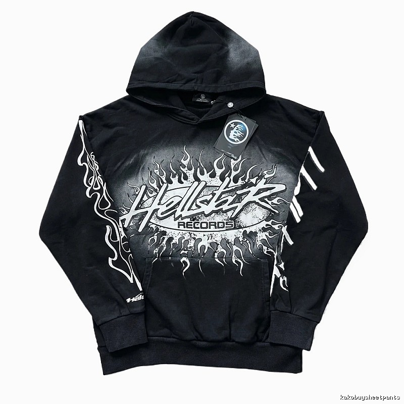 Hellstar Records Flame Wind Black Hoodie