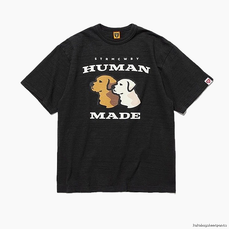 HUMAN MADE Double Dog Print Japanese Streetwear Black T-shirt