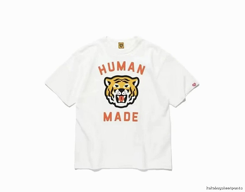 HUMAN MADE Tiger Head Vintage Japanese Style White Short-sleeve T-shirt