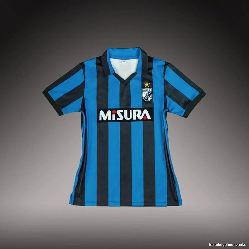 Inter Milan Casual Brehme #3 soccer jersey Blue Black Striped for Streetwear Looks