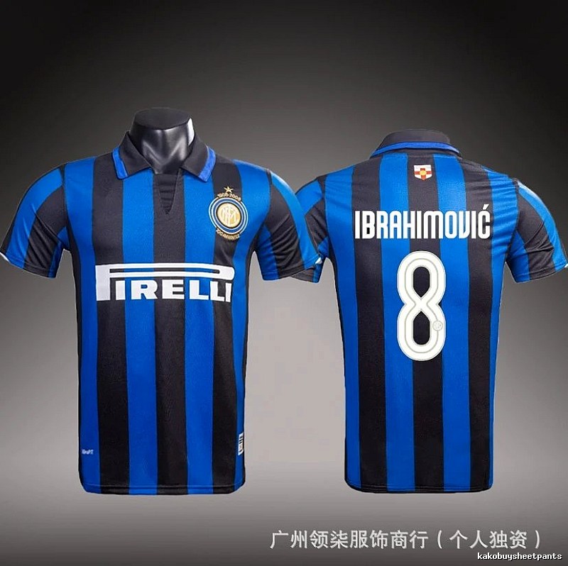 Inter Milan Patterned Brehme #3 soccer jersey Blue Black Striped with Polished Detail