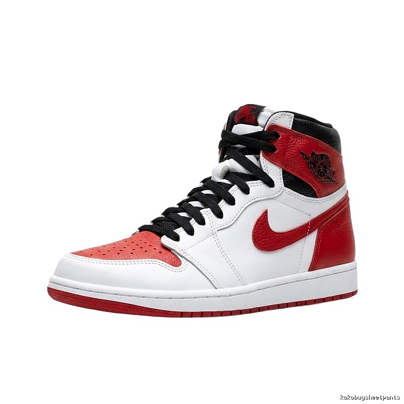 Jordan AJ1 High Top Red and White Athletic Shoes