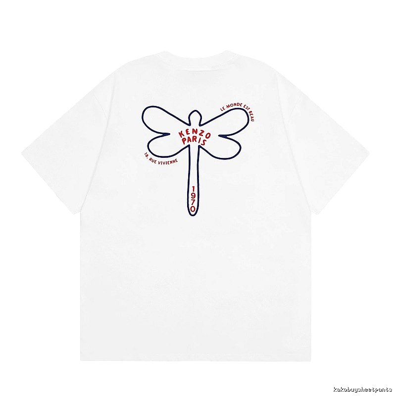 KENZO Dragonfly Print Casual White T-Shirt