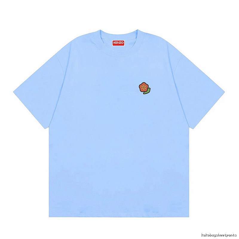 KENZO Embroidered Small Flower Casual Style Light Blue T-Shirt