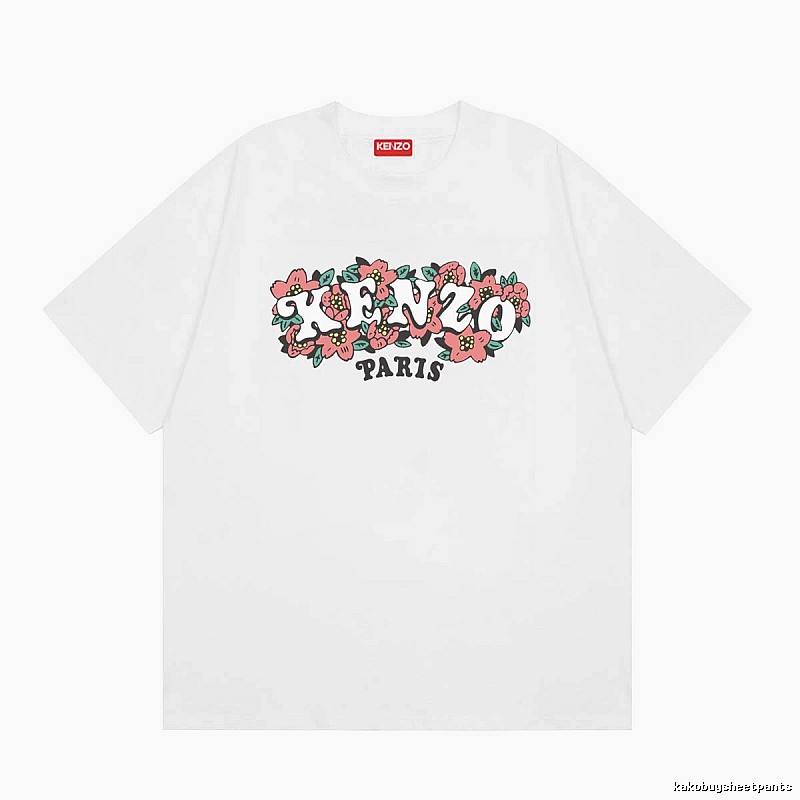 KENZO Floral Collection Street Style White Short-sleeve T-shirt