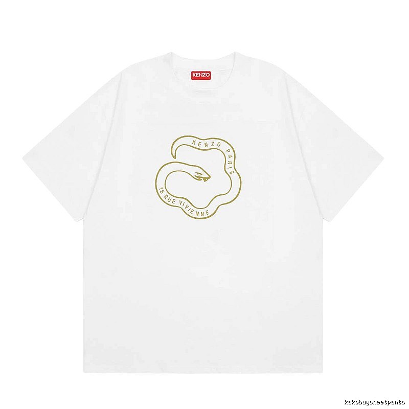 KENZO Spirit Snake Print Casual Style White T-Shirt