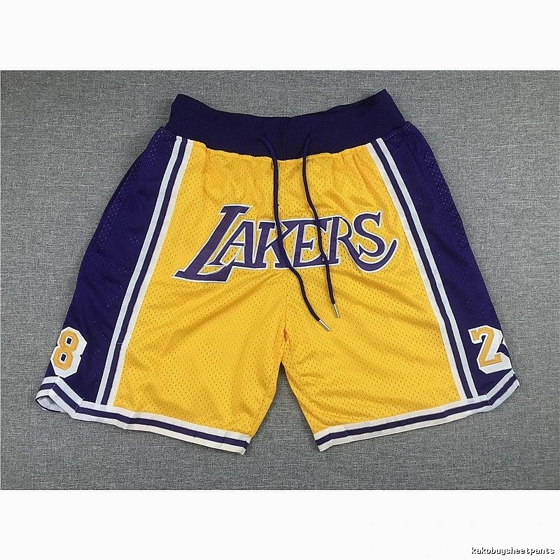 Lakers Streetwear Basketball shorts Yellow Lakers Mesh with Logo Accent