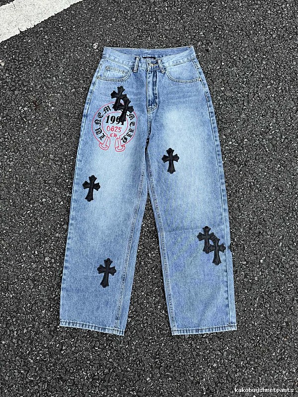 Light Blue Gift Edit Chrome Hearts Cross Jeans
