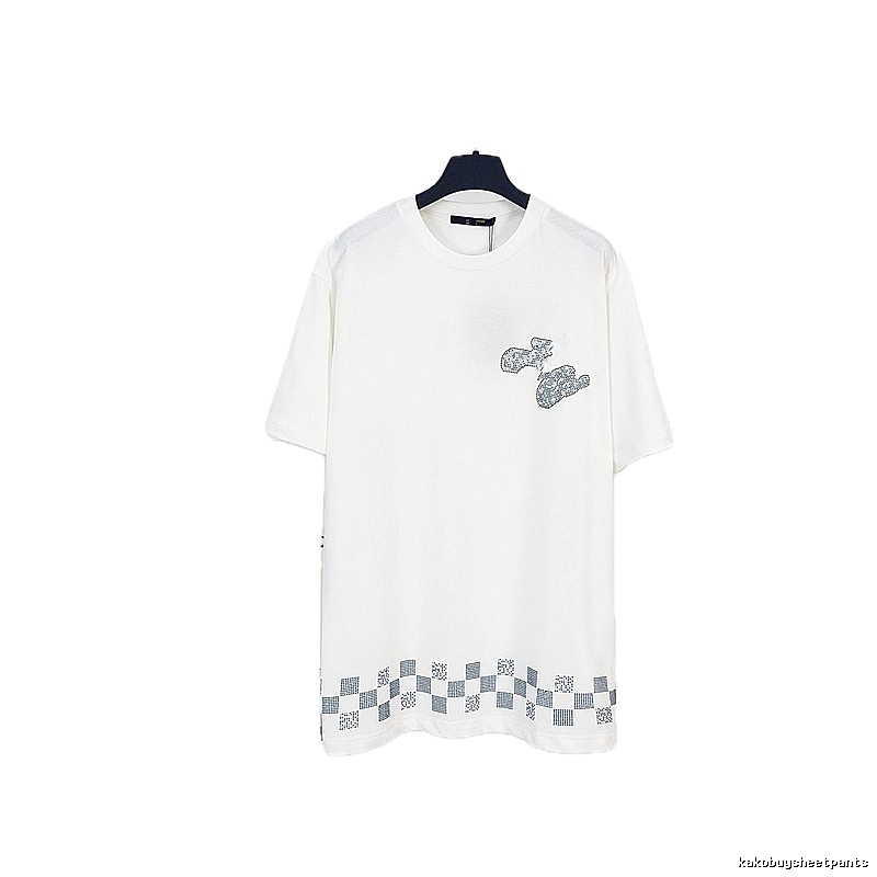 Louis Vuitton Checkerboard Casual Style White T-Shirt